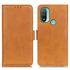 Leather Case Stands Flip Cover Holder M15L for Motorola Moto E20 Light Brown