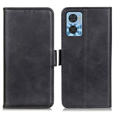 Leather Case Stands Flip Cover Holder M15L for Motorola Moto E22 Black