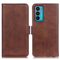 Leather Case Stands Flip Cover Holder M15L for Motorola Moto Edge 20 5G Brown