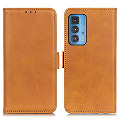 Leather Case Stands Flip Cover Holder M15L for Motorola Moto Edge 20 Pro 5G Light Brown