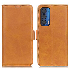 Leather Case Stands Flip Cover Holder M15L for Motorola Moto Edge (2021) 5G Light Brown