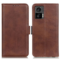 Leather Case Stands Flip Cover Holder M15L for Motorola Moto Edge 30 Neo 5G Brown