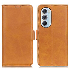 Leather Case Stands Flip Cover Holder M15L for Motorola Moto Edge 30 Pro 5G Light Brown