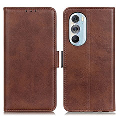 Leather Case Stands Flip Cover Holder M15L for Motorola Moto Edge Plus (2022) 5G Brown