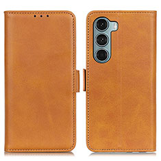 Leather Case Stands Flip Cover Holder M15L for Motorola Moto Edge S30 5G Light Brown