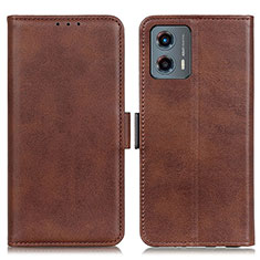 Leather Case Stands Flip Cover Holder M15L for Motorola Moto G 5G (2023) Brown