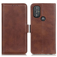 Leather Case Stands Flip Cover Holder M15L for Motorola Moto G Play (2023) Brown