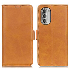 Leather Case Stands Flip Cover Holder M15L for Motorola Moto G Stylus (2022) 4G Light Brown