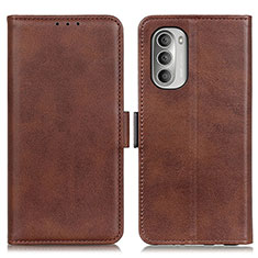 Leather Case Stands Flip Cover Holder M15L for Motorola Moto G Stylus (2022) 5G Brown
