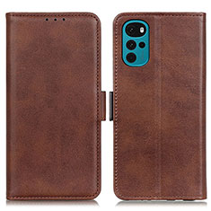 Leather Case Stands Flip Cover Holder M15L for Motorola Moto G22 Brown