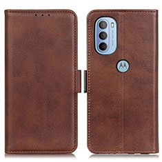 Leather Case Stands Flip Cover Holder M15L for Motorola Moto G31 Brown