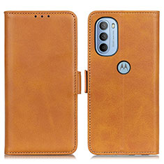 Leather Case Stands Flip Cover Holder M15L for Motorola Moto G31 Light Brown