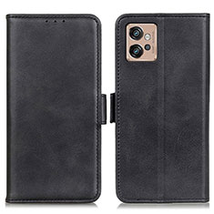 Leather Case Stands Flip Cover Holder M15L for Motorola Moto G32 Black