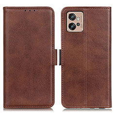 Leather Case Stands Flip Cover Holder M15L for Motorola Moto G32 Brown
