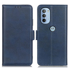 Leather Case Stands Flip Cover Holder M15L for Motorola Moto G41 Blue