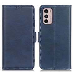 Leather Case Stands Flip Cover Holder M15L for Motorola Moto G42 Blue