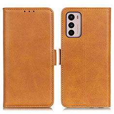 Leather Case Stands Flip Cover Holder M15L for Motorola Moto G42 Light Brown