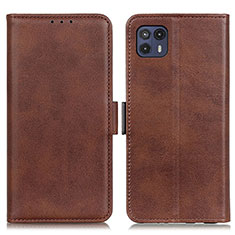 Leather Case Stands Flip Cover Holder M15L for Motorola Moto G50 5G Brown