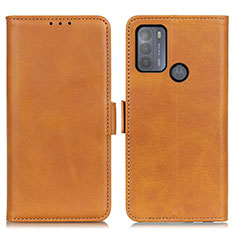 Leather Case Stands Flip Cover Holder M15L for Motorola Moto G50 Light Brown