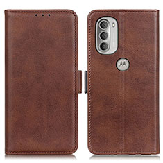Leather Case Stands Flip Cover Holder M15L for Motorola Moto G51 5G Brown