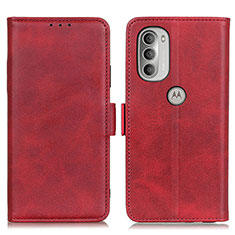 Leather Case Stands Flip Cover Holder M15L for Motorola Moto G51 5G Red