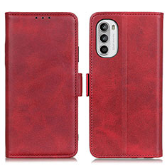 Leather Case Stands Flip Cover Holder M15L for Motorola MOTO G52 Red