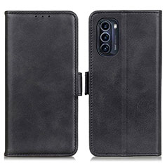 Leather Case Stands Flip Cover Holder M15L for Motorola Moto G52j 5G Black