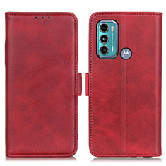 Leather Case Stands Flip Cover Holder M15L for Motorola Moto G60 Red