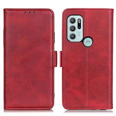 Leather Case Stands Flip Cover Holder M15L for Motorola Moto G60s Red