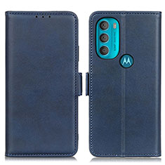 Leather Case Stands Flip Cover Holder M15L for Motorola Moto G71 5G Blue