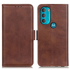 Leather Case Stands Flip Cover Holder M15L for Motorola Moto G71 5G Brown