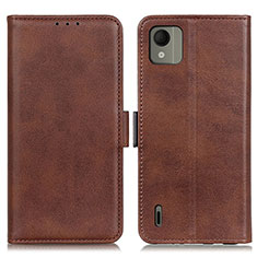 Leather Case Stands Flip Cover Holder M15L for Nokia C110 Brown