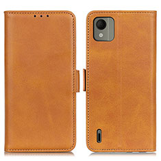 Leather Case Stands Flip Cover Holder M15L for Nokia C110 Light Brown