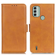 Leather Case Stands Flip Cover Holder M15L for Nokia C31 Light Brown