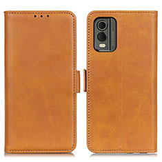 Leather Case Stands Flip Cover Holder M15L for Nokia C32 Light Brown