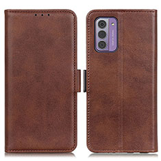 Leather Case Stands Flip Cover Holder M15L for Nokia G42 5G Brown