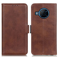 Leather Case Stands Flip Cover Holder M15L for Nokia X100 5G Brown