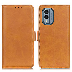 Leather Case Stands Flip Cover Holder M15L for Nokia X30 5G Light Brown