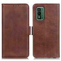 Leather Case Stands Flip Cover Holder M15L for Nokia XR21 Brown