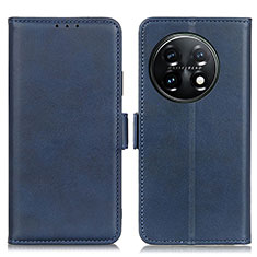 Leather Case Stands Flip Cover Holder M15L for OnePlus 11 5G Blue