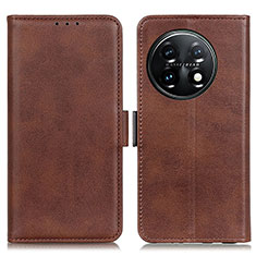 Leather Case Stands Flip Cover Holder M15L for OnePlus 11 5G Brown