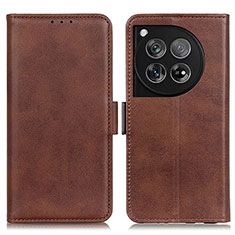 Leather Case Stands Flip Cover Holder M15L for OnePlus Ace 3 5G Brown