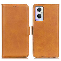 Leather Case Stands Flip Cover Holder M15L for OnePlus Nord N20 5G Light Brown