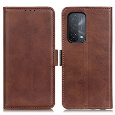 Leather Case Stands Flip Cover Holder M15L for OnePlus Nord N200 5G Brown
