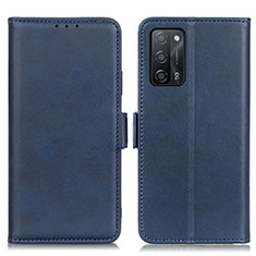 Leather Case Stands Flip Cover Holder M15L for Oppo A53s 5G Blue