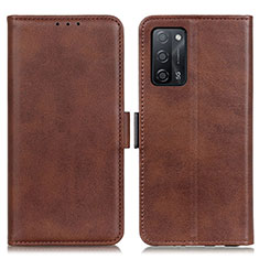 Leather Case Stands Flip Cover Holder M15L for Oppo A53s 5G Brown