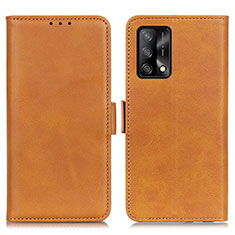 Leather Case Stands Flip Cover Holder M15L for Oppo A74 4G Light Brown