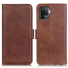 Leather Case Stands Flip Cover Holder M15L for Oppo F19 Pro Brown
