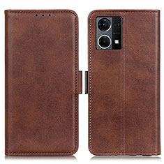 Leather Case Stands Flip Cover Holder M15L for Oppo F21s Pro 4G Brown