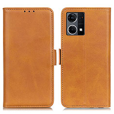 Leather Case Stands Flip Cover Holder M15L for Oppo F21s Pro 4G Light Brown
